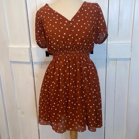 Madewell Polka Dot Smocked Waist Mini Dress - Picture 1 of 4